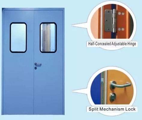 Chambre blanche en acier sans poussière Porte pivotante, atelier Porte double résistante au feu sur mesure